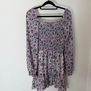 1.STATE Floral Smocked Mini Dress - Purple & White size M